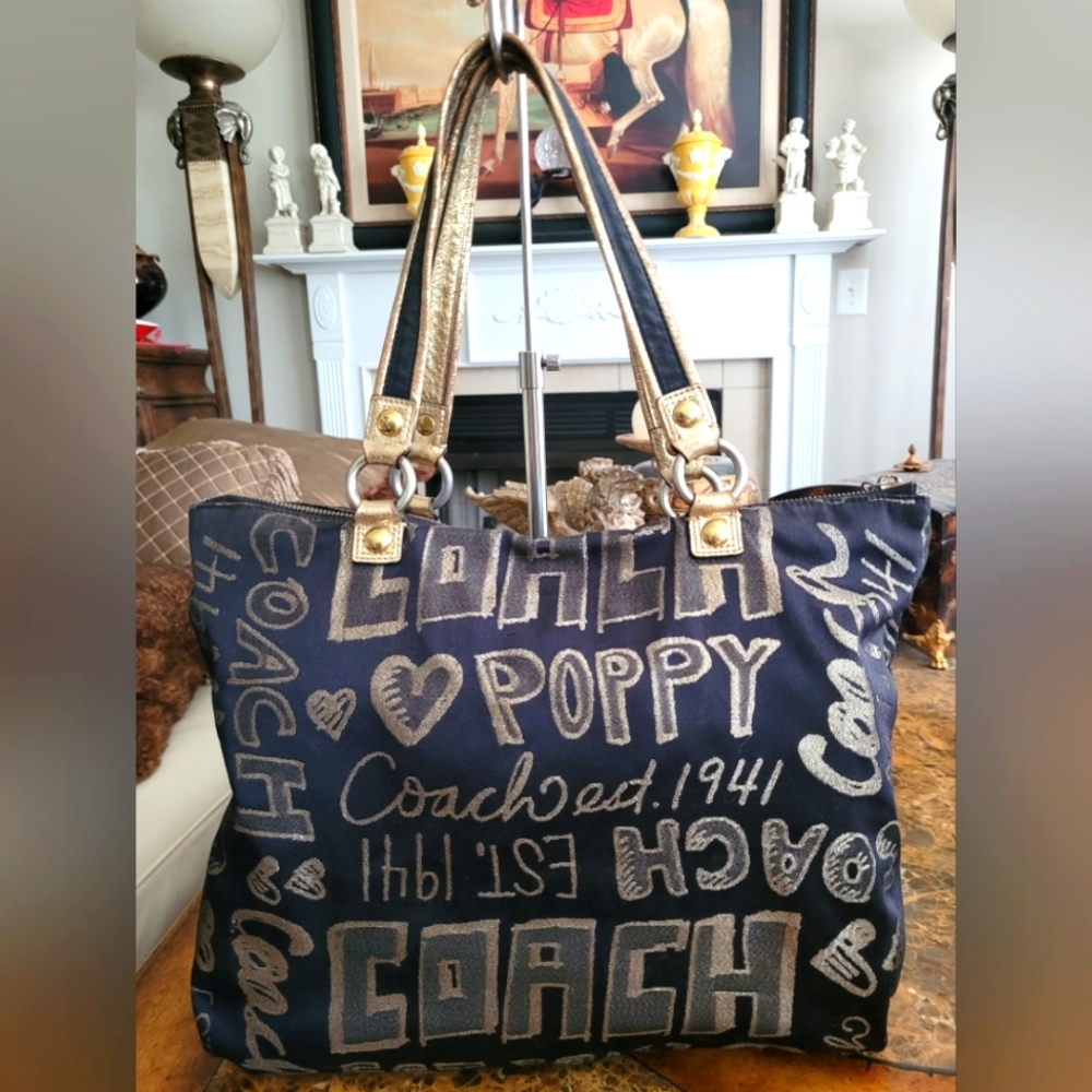 Coach Black and Gold Poppy Women's Bag - Picture 2 of 10